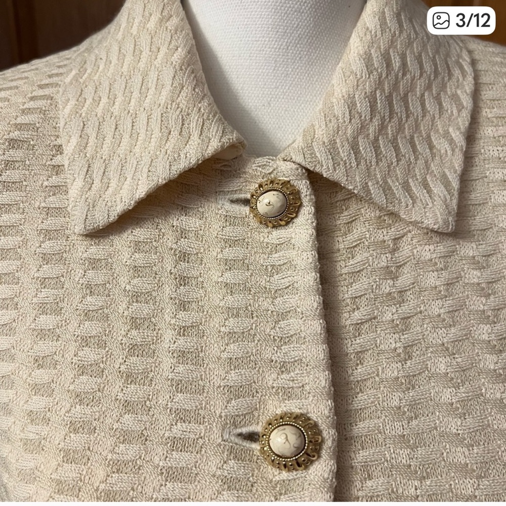 St. John Collection Cream Blazer with Floral Accents - Picture 4 of 9